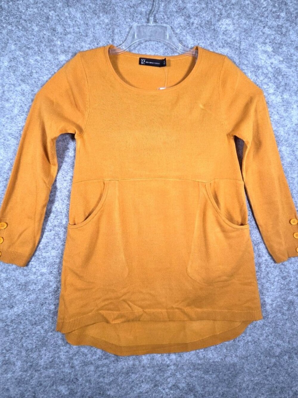 NY & Company NWT Knit Top Long Sleeve Pullover Office Work Gold Women's Size XS